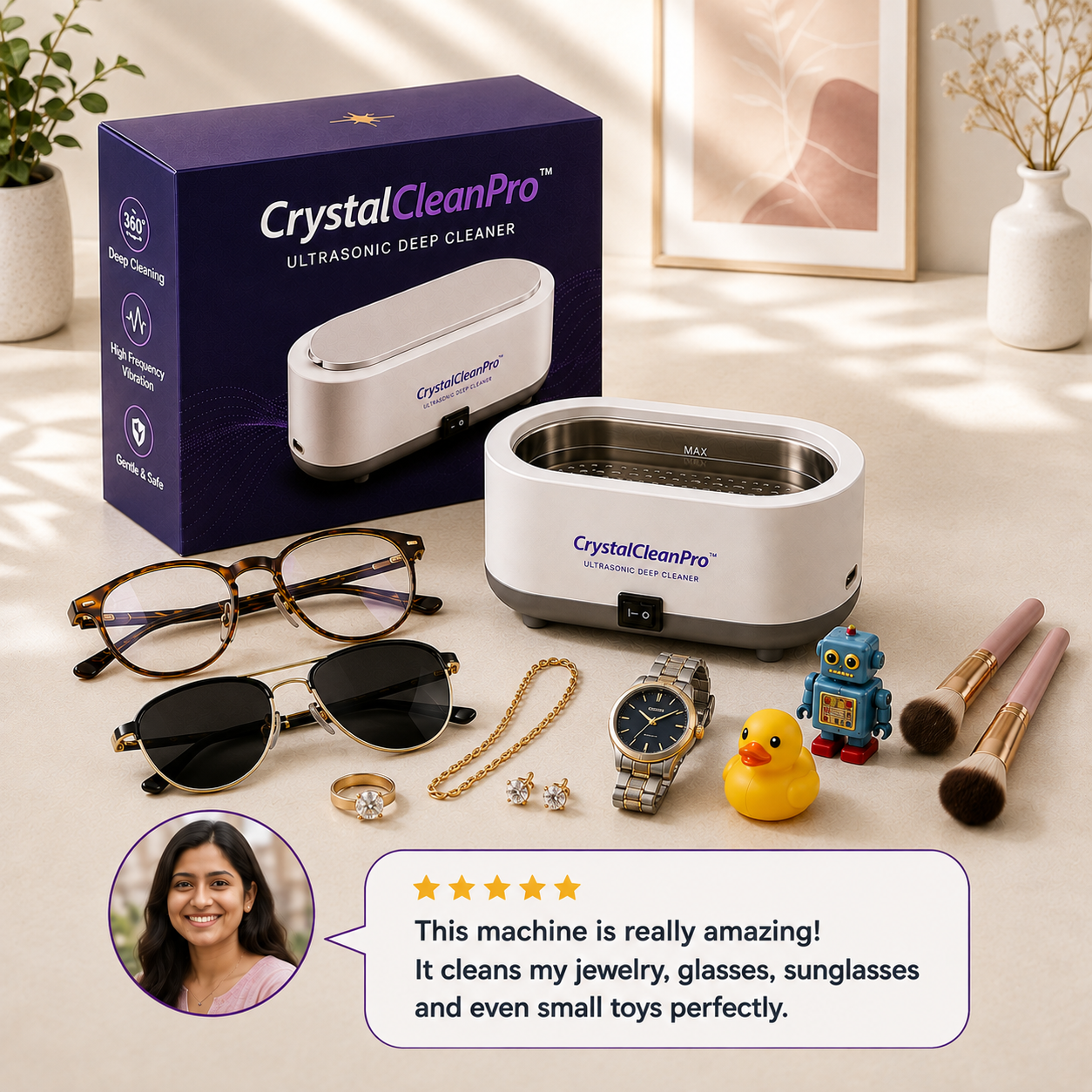 CrystalClean Pro™ 360° Ultrasonic Cleaner